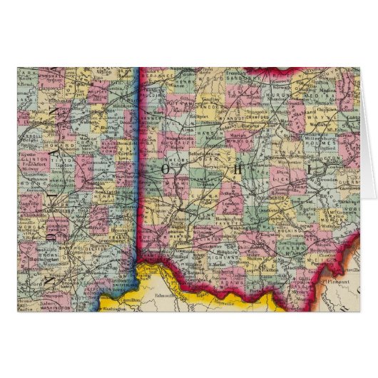 County Map Of Ohio, And Indiana Cards (Front Horizontal)
