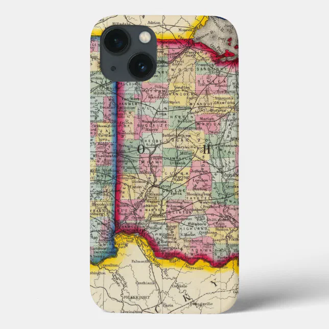 County Map Of Ohio, And Indiana Case-Mate iPhone Case | Zazzle