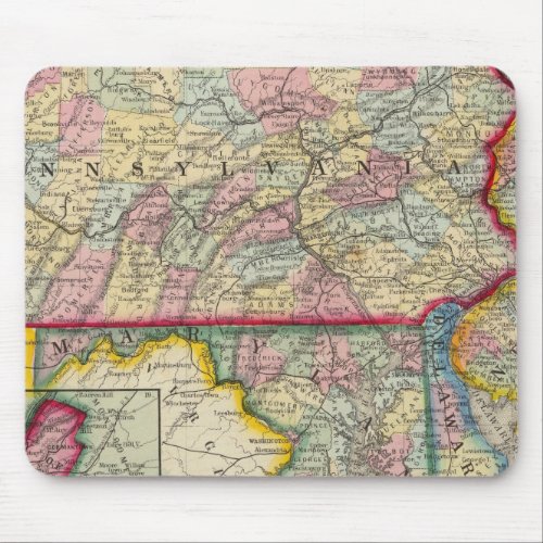 County Map Of Pennsylvania New Jersey Mouse Pad