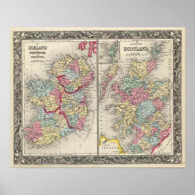 County Map Of Scotland Poster (Front)