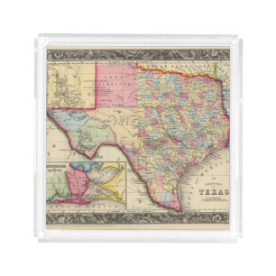 County Map Of Texas Acrylic Tray