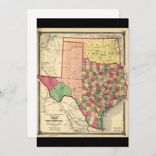 County Map of Texas and Indian Territory (1874) (Front/Back)