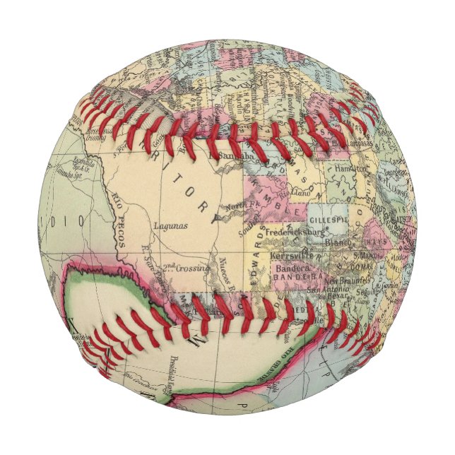 County Map Of Texas Baseball (Front)