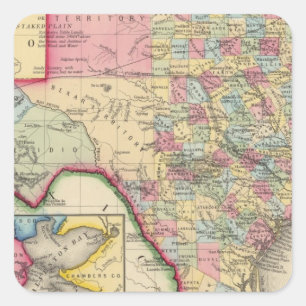 County Map Of Texas Square Sticker