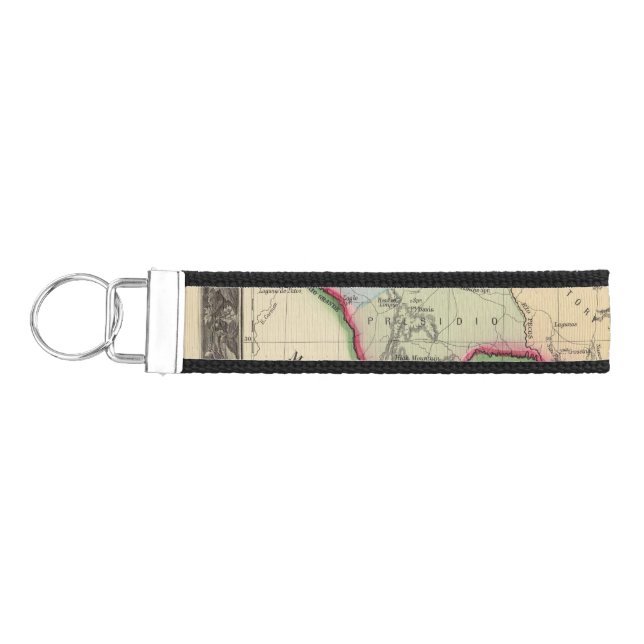 County Map Of Texas Wrist Keychain (Keys on Left)