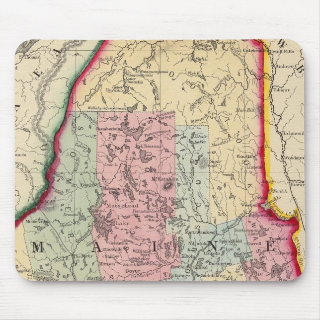 County Map Of The State Of Maine Mouse Pad (Front)
