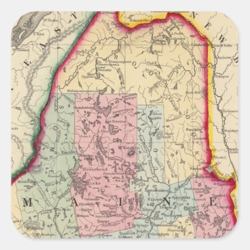 County Map Of The State Of Maine Square Sticker