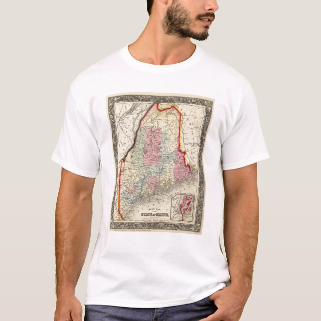 County Map Of The State Of Maine T-Shirt (Front)
