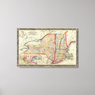 County Map Of The States Of New York Canvas Print