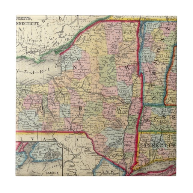County Map Of The States Of New York Ceramic Tile (Front)