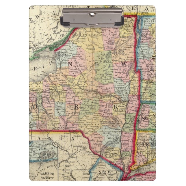 County Map Of The States Of New York Clipboard (Front)