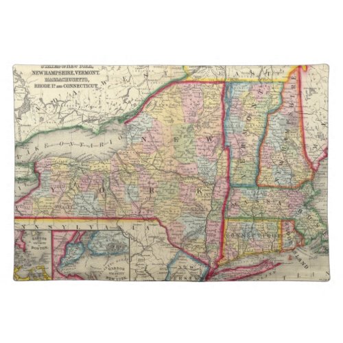 County Map Of The States Of New York Cloth Placemat