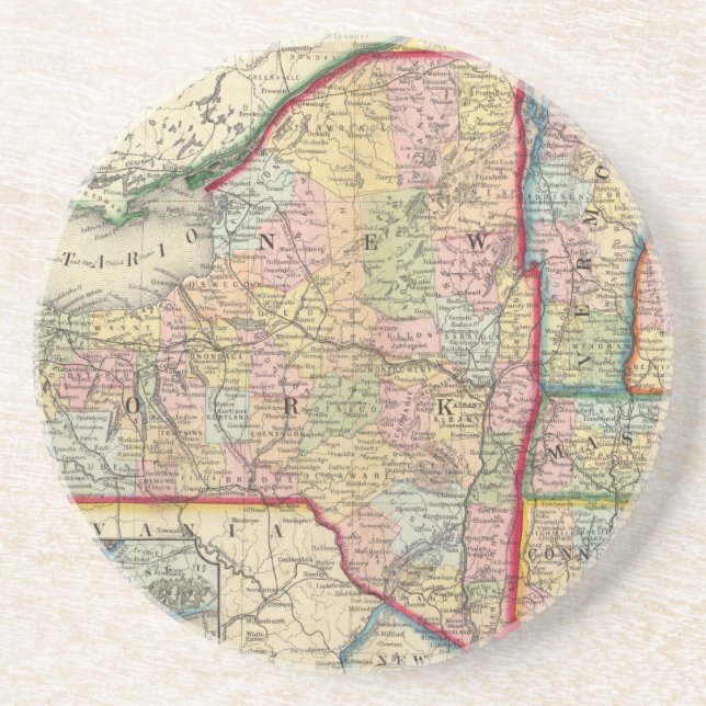 County Map Of The States Of New York Coaster (Front)