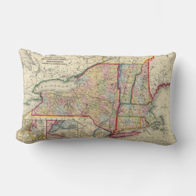County Map Of The States Of New York Lumbar Pillow (Front)