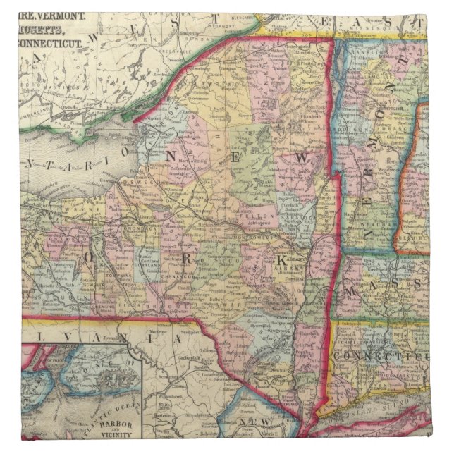County Map Of The States Of New York Napkin (Front)