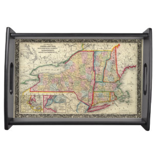 County Map Of The States Of New York Serving Tray
