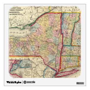 County Map Of The States Of New York Wall Sticker