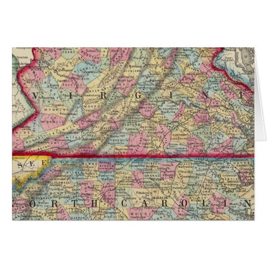 County Map Of Virginia, and North Carolina (Front Horizontal)