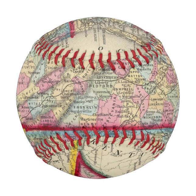 County Map Of Virginia, and North Carolina Baseball (Front)