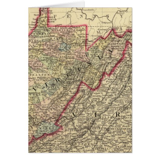 County map West Virginia Cards (Front)