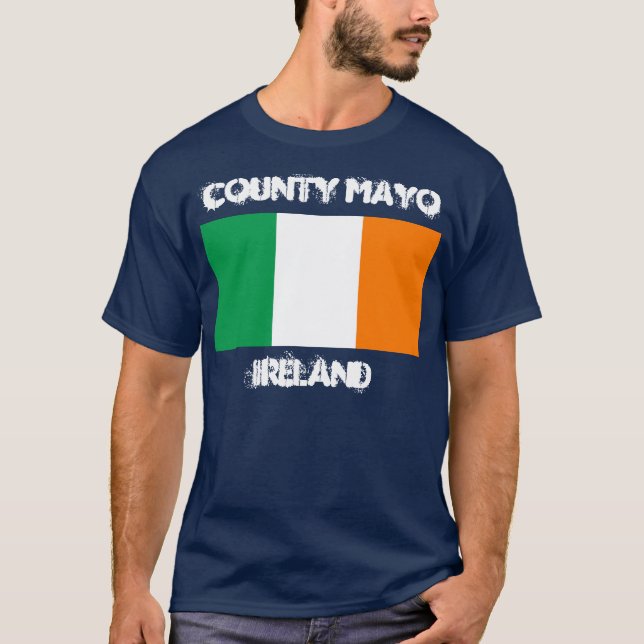 County Mayo, Ireland with Irish flag T-Shirt (Front)