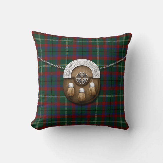 County Mayo Irish Tartan And Sporran Throw Pillow (Front)