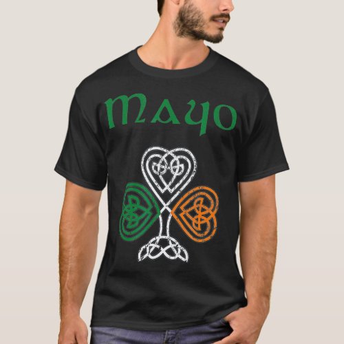 County Mayo Shamrock Ireland Flag craic and ceol T_Shirt
