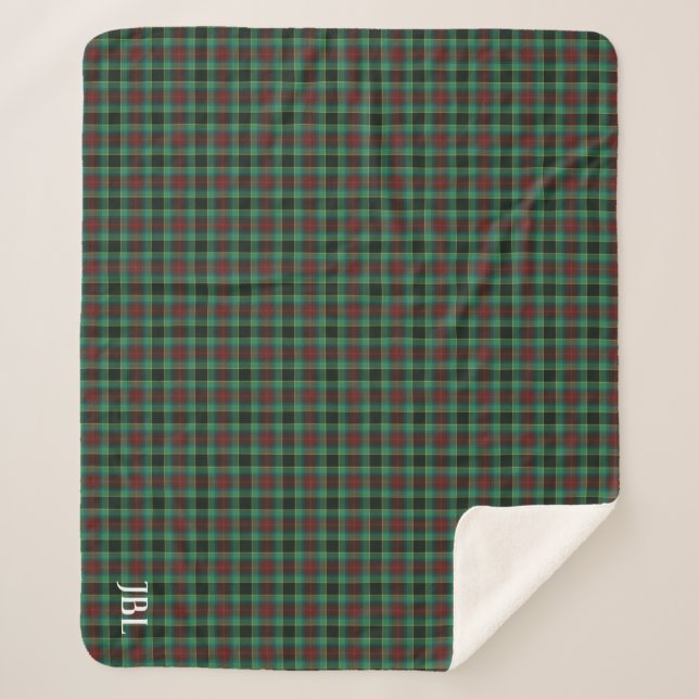 County Waterford Tartan Monogram   Sherpa Blanket (Front)