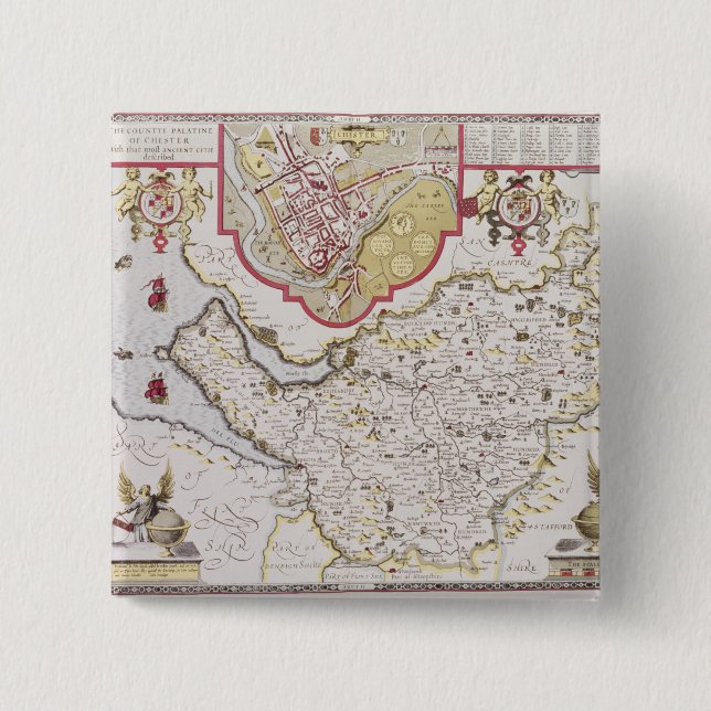 Countye Palatine of Chester, engraved by Pinback Button (Front)