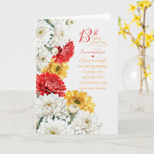 Couple 13th Anniversary Sentimental Chrysanthemums Card