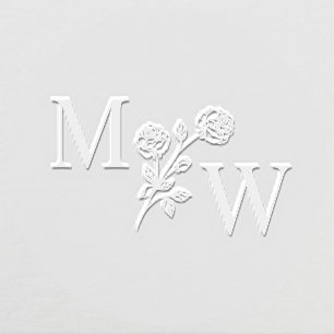 Couple 2 Initial Monogram Long Stem Roses Spacer  Embosser