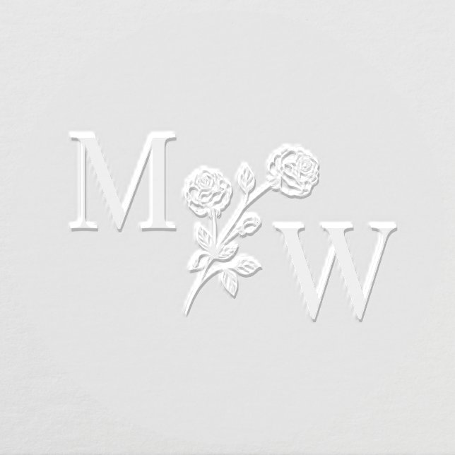 Couple 2 Initial Monogram Long Stem Roses Spacer  Embosser (Design)