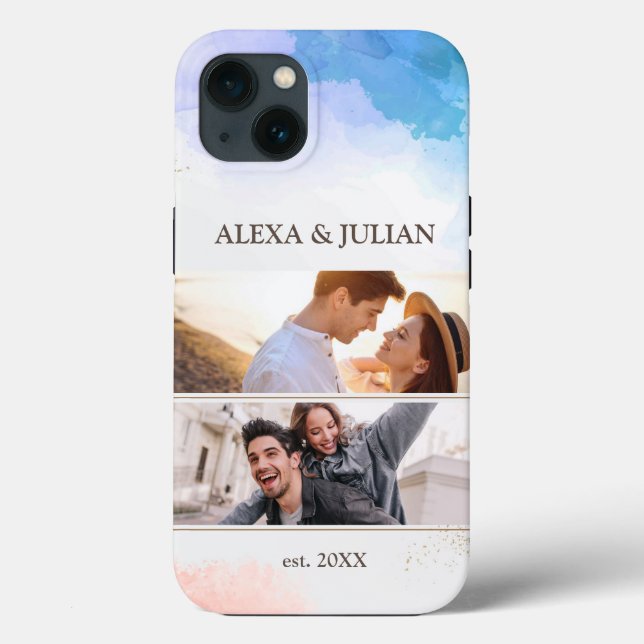 Couple 2 Photos Custom Personalized iPhone Case (Back)