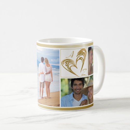 Couple 6 Photo Collage I LOVE YOU Heart Initials Coffee Mug