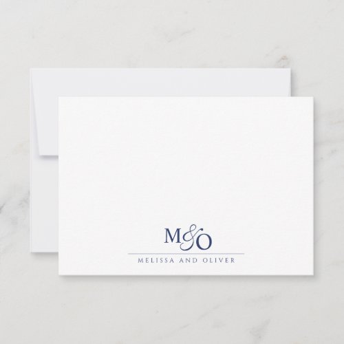 Couple Ampersand Blue Monogram Note Card