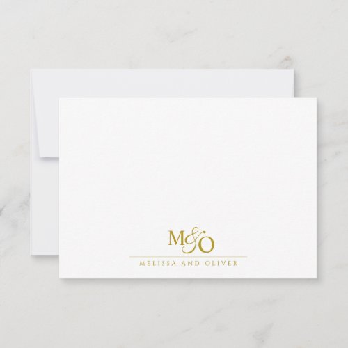 Couple Ampersand Monogram Gold Note Card