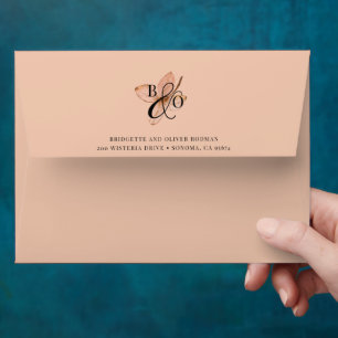 Couple Ampersand Monogram Rustic Watercolor Leaf Envelope