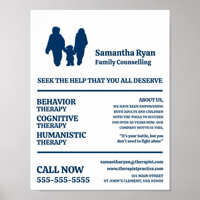 Couple and Child Design, Psychotherapist, Therapy Poster (Front)