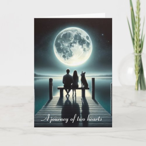 Couple and Dog Under a Full Moon Card