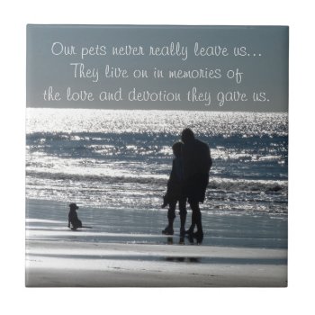 Couple And Their Dog By The Ocean - Personalizable Ceramic Tile by Paws_At_Peace at Zazzle