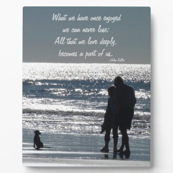Couple And Their Dog By The Ocean - Personalizable Plaque by Paws_At_Peace at Zazzle