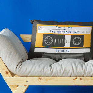 Couple Anniversary 80's Vintage Cassette Tape  Accent Pillow