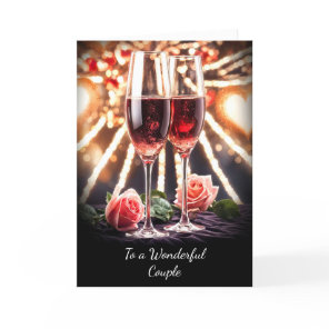 Couple Anniversary with Two Flutes of Champagne Card