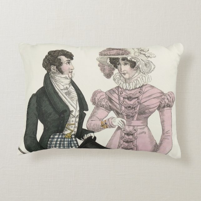 Couple Antique Wedding 1823 Man Woman Fashion Accent Pillow (Back)