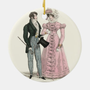 Couple Antique Wedding 1823 Man Woman Fashion Ceramic Ornament