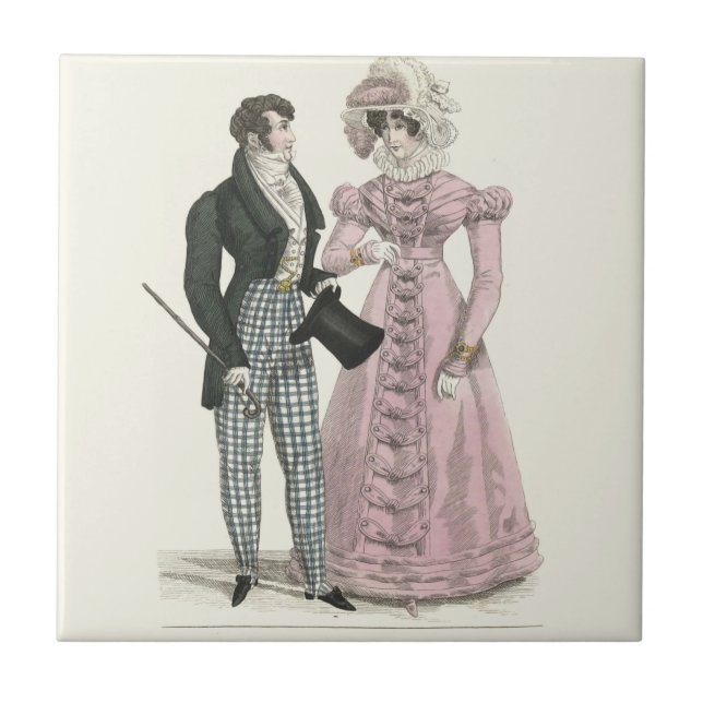 Couple Antique Wedding 1823 Man Woman Fashion Ceramic Tile (Front)
