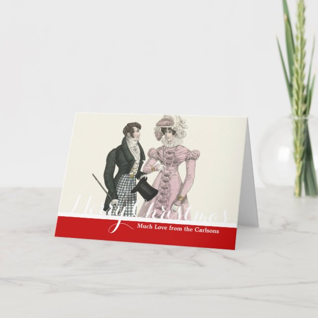 Couple Antique Wedding 1823 Man Woman Fashion Holiday Card (Front)