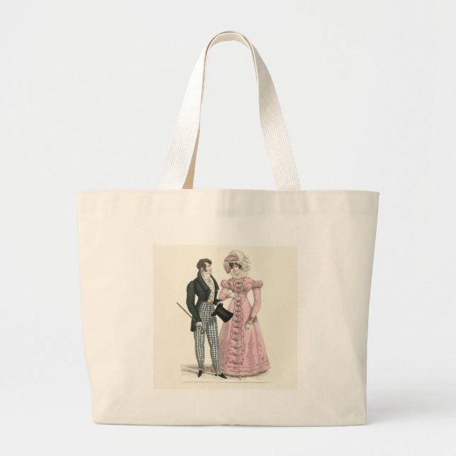 Couple Antique Wedding 1823 Man Woman Fashion Large Tote Bag (Front)