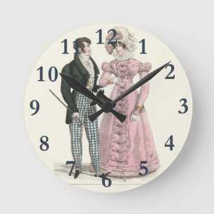 Couple Antique Wedding 1823 Man Woman Fashion Round Clock