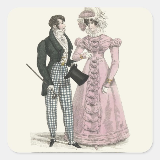 Couple Antique Wedding 1823 Man Woman Fashion Square Sticker (Front)